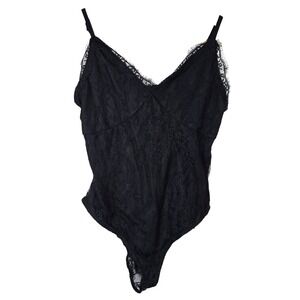 TRIXXI Clothing Company Black Lace V Neck Cami‎ Bodysuit Women's Size L